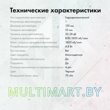 Вентилятор для корпуса GMNG GG-CF120FRGB1-PWMBK картинка 3